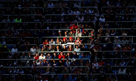 Fans in the stands during a World Cup group match in St Petersburg