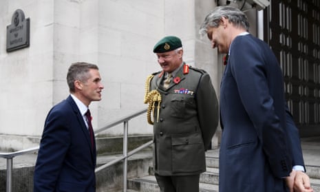 The defence secretary, Gavin Williamson (left), and Stephen Lovegrove (right), permanent secretary at the Ministry of Defence, on Williamson’s appointment in November 2017. 