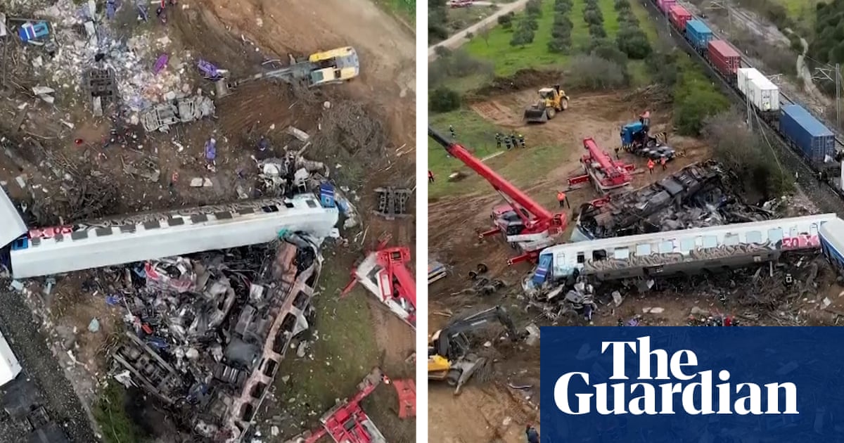 Greece: drone footage shows aftermath of head-on train crash  video