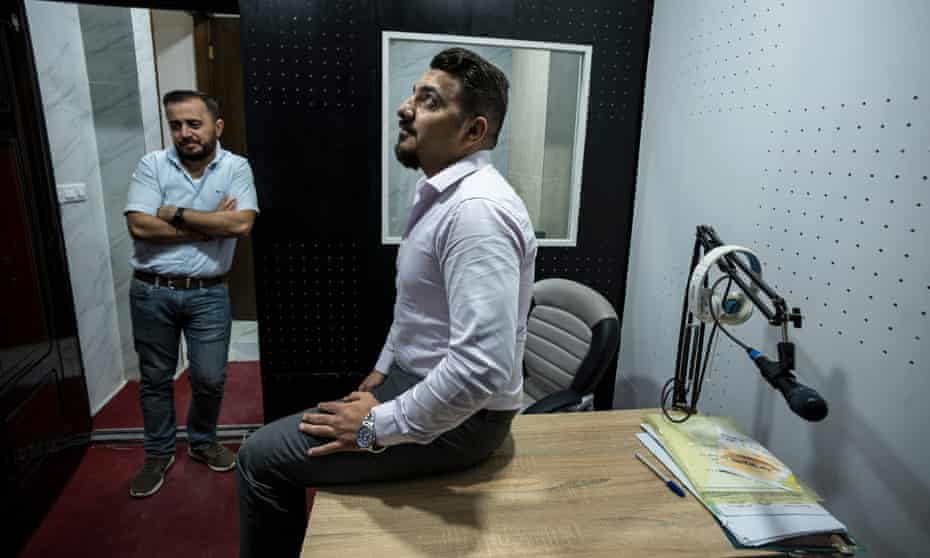 Radio One CEO Ehab Attrachi (right) and his assistant Ahmed al-Haddad.