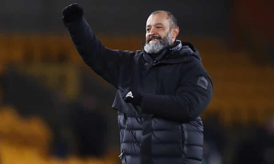 Wolves’ manager Nuno Espirito Santo celebrates the win over Besiktas.