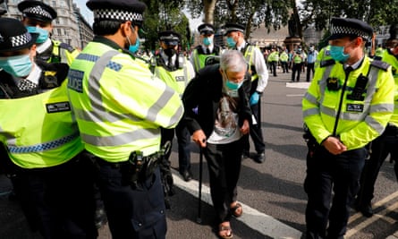Activist John Lynes from Extinction Rebellion at a protest in Parliament Square, London, on 1 September.