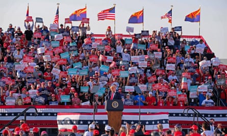 Donald Trump holds a campaign rally at the Tucson airport two weeks before the 2020 election.