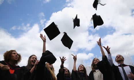  Students throw their caps in the air ahead of their graduation ceremony at the Royal Festival Hall in 2014 in London.