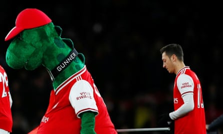 Mesut Ozil Offers To Pay To Keep Man Inside Gunnersaurus In Arsenal Job Arsenal The Guardian