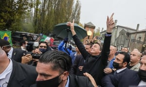 Brazil’s President Jair Bolsonaro arrives in Anguillara Veneta, northern Italy.