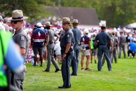 Part of the increased police presence that followed the afternoon fourball match featuring Rory McIlroy and Shane Lowry against Justin Thomas and Cameron Young