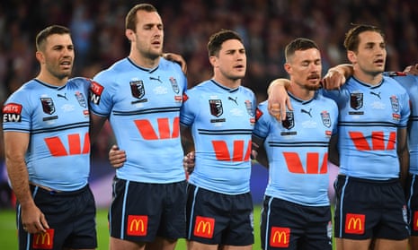 NSW players in a line during the anthem