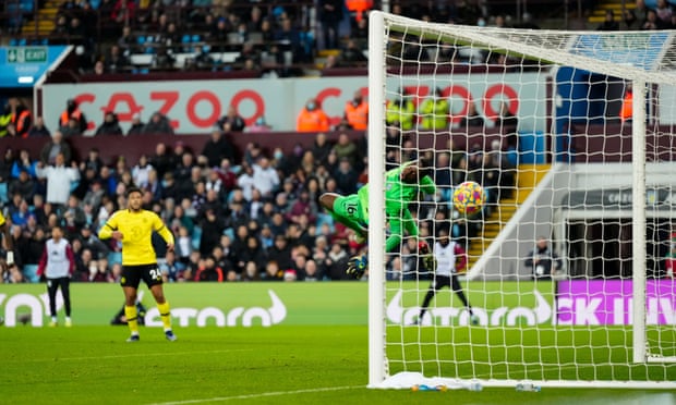 Reece James watches his header sail over Édouard Mendy for the own goal that put Aston Villa ahead