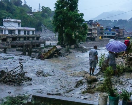 A village devasted by water and mud.