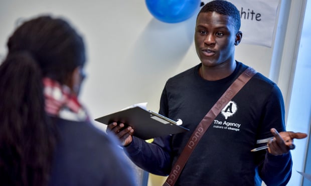 Ademola Adedeji pictured him carrying out community work for The Agency, a youth enterprise project in Manchester.