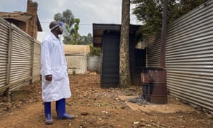 A medical worker checks the quarantine area of the Matanda Hospital in Butembo.