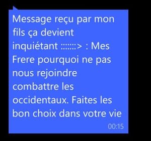 The text reportedly sent to young men in Molenbeek