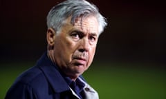Carlo Ancelotti pictured in 2020 during his time as manager of Everton
