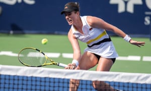 Johanna Konta in action at the Monterrey Open in Mexico just before tennis was suspended due to the coronavirus outbreak.