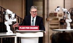 Keir Starmer presents Labour's AI action plan at UCL East in London.