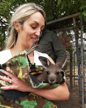 A kangaroo in a homemade blanket.