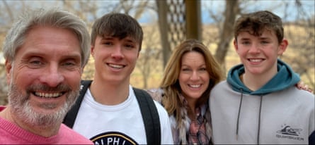Barnaby Webber (second left) with his father David Webber, mother Emma Webber and brother Charlie Webber (right)