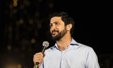 Democrat Greg Casar speaks to a gathered crowd after declaring victory in the primary election for Texas’ 35th congressional district on Tuesday.