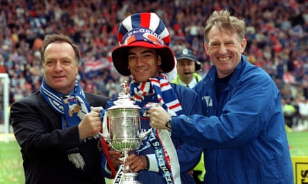 Giovanni van Bronckhorst celebrates winning the 1999 Scottish Cup with Rangers