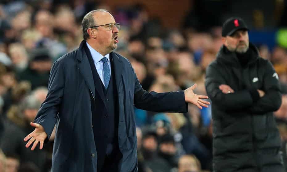 Rafael Benítez during his Everton team’s 4-1 home defeat by Liverpool on Wednesday.