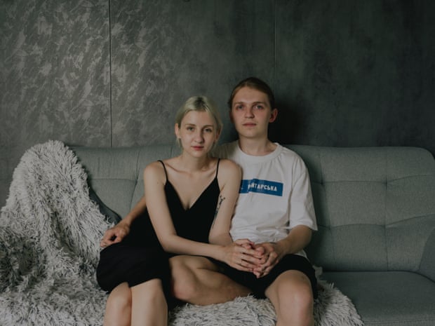 Dimar & Cathy in their apartment west of Kyiv.