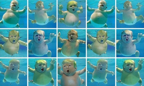 AI image generation of Donald Trump as the baby from Nirvana’s Nevermind album cover