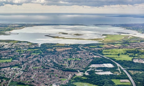 Aerial view of Langstone Harbour, east of Portsmouth