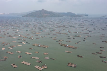An aerial view of Xuan Dai Bay after floods swept through the area on 25 November in Dak Lak province, Vietnam.