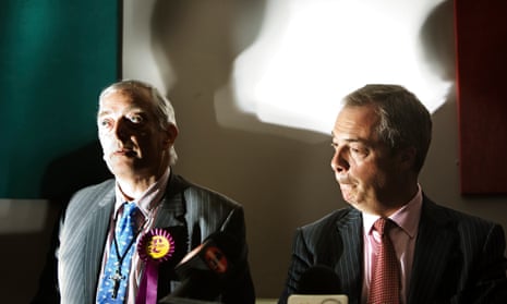 Brexit Leave campaigner Nigel Farage with Clexit president Christopher Monckton in Aberdeen.