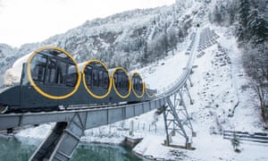 The Schwyz-Stoos funicular in the Alpine resort of Stoos.
