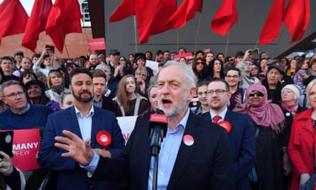 Jeremy Corbyn at a Momentum rally in Manchester, 5 May, 2017.