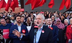 Jeremy Corbyn speaks during a Momentum rally in Manchester.