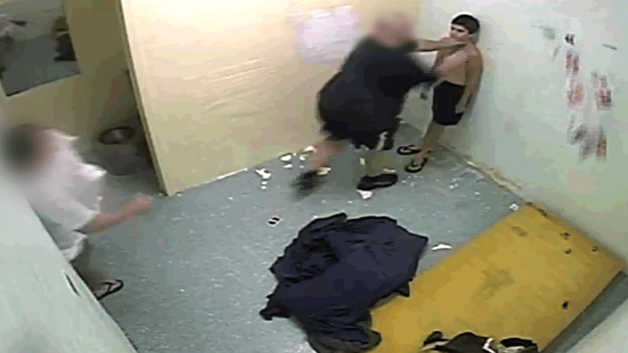 A screengrab of historical abuses against juvenile prisoners at Don Dale youth detention centre.