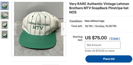 A Lehman Brothers x MTV baseball hat.