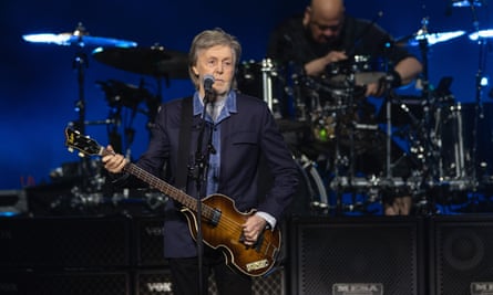 McCartney on stage at the O2