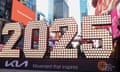New Year's Eve 2025 numerals arrive in Times Square in New York<br>epa11784178 President of Countdown Entertainment Jeffrey Straus (R) reacts to the seven-foot-tall numerals for 2025 being lit for the first time after their arrival to Times Square in New York, New York, USA, 18 December 2024. The numerals will soon placed atop One Times Square, where they will sit for the New Year's Eve celebration. EPA/SARAH YENESEL