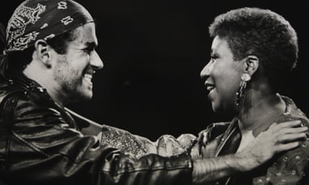 Aretha Franklin with George Michael during his Faith World Tour in 1988.