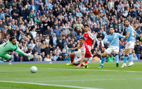 Rayan Cherki shoots to score the team’s first goal.