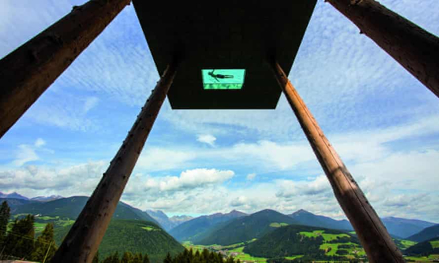 The swimming pool of the Hotel Hubertus in the Italian Tyrol