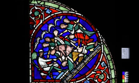 A Thomas Becket stained glass window.