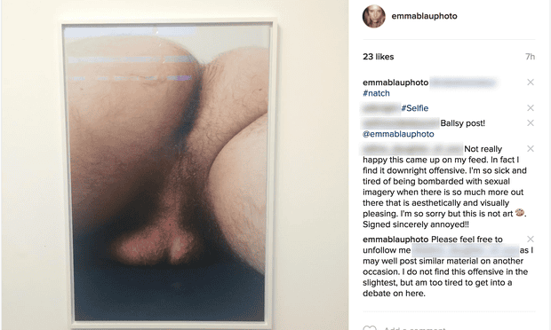 Emma Blau’s Instagram account showing an image of a work by Wolfgang Tillmans