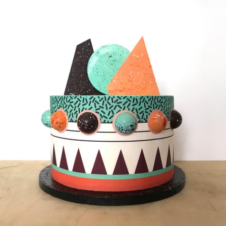 The turquoise, orange, brown and cream Rocky Cake from Ard Bakery.