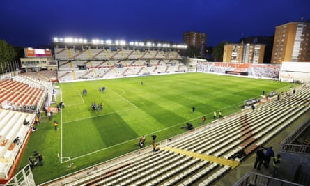 Rayo Vallecano’s Campo de Fútbol de Vallecas, a local stadium for local people, where one end is quite literally a wall.
