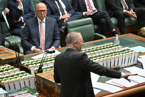 Peter Dutton and Anthony Albanese in parliament