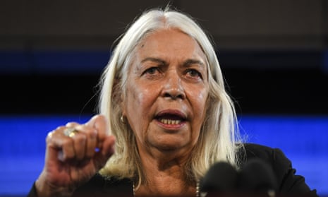 Headshot of Indigenous leader Marcia Langton with her hand gesturing