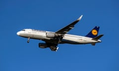 A Lufthansa Airbus in flight.