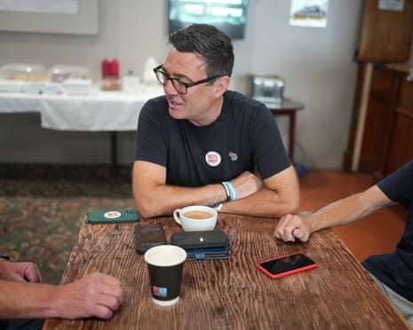 Andy Burnham meets with retired miners in Makerfield, Greater Manchester, 30 May 2026.