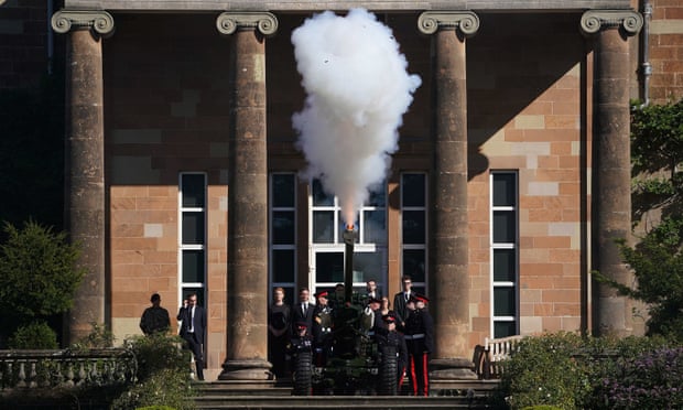 Gun salute at Hillsborough Castle in Belfast