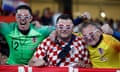 The Croatia fans cheer on their side in replica shirts and snazzy sunglasses.
